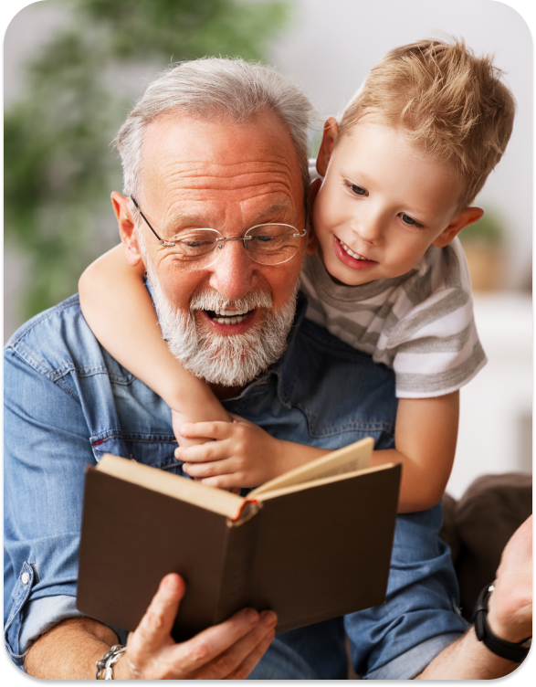 Grandfather reading to grandson Grandfather reading to grandson.